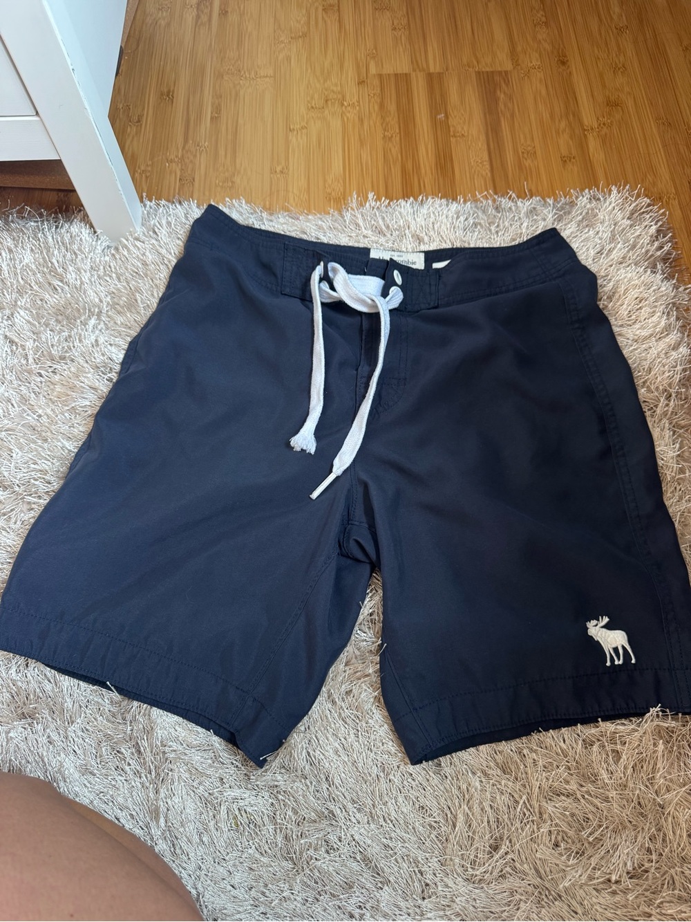 Abercrombie & Fitch Navy Swim Trunks with White Moose